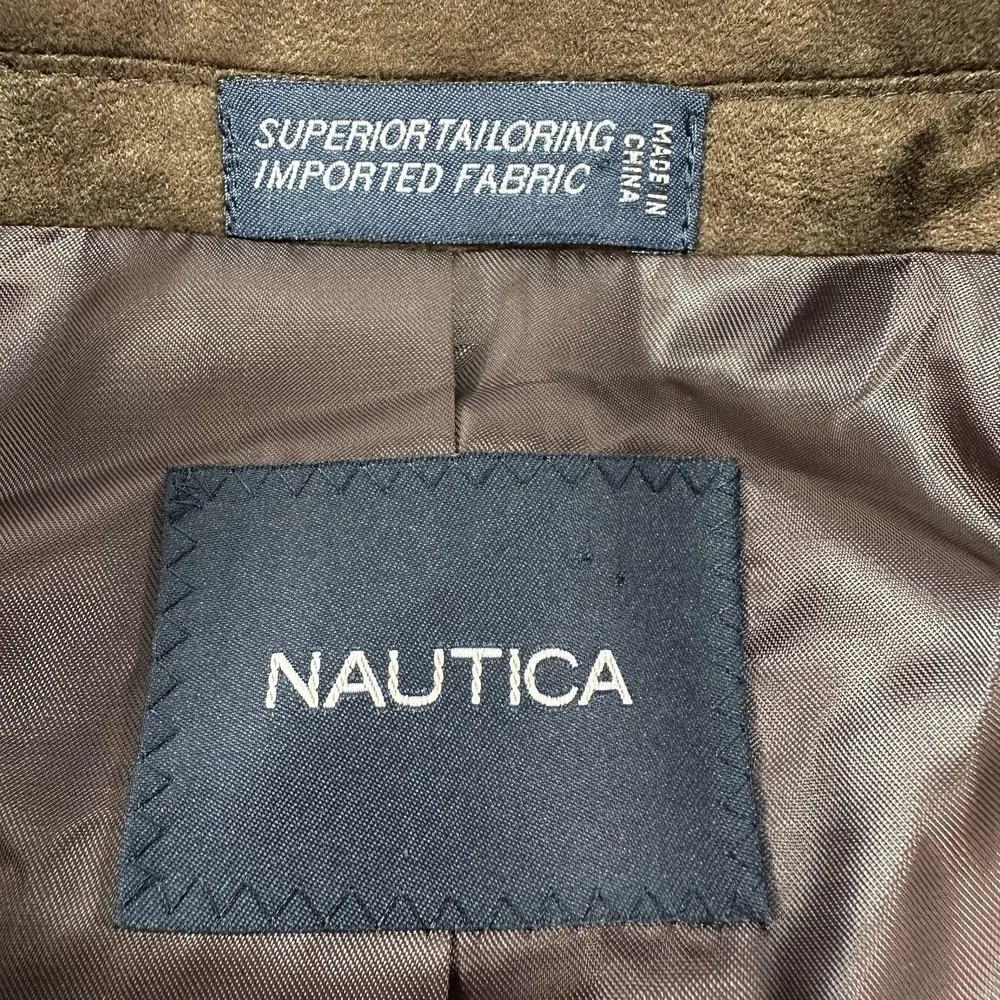 Nautica Sport Coat Mens 48R Brown Faux Suede Blazer‎ Jacket Three Button Prep